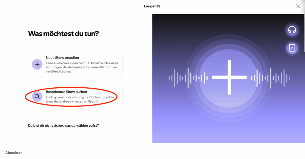 Spotify Podcast anlegen