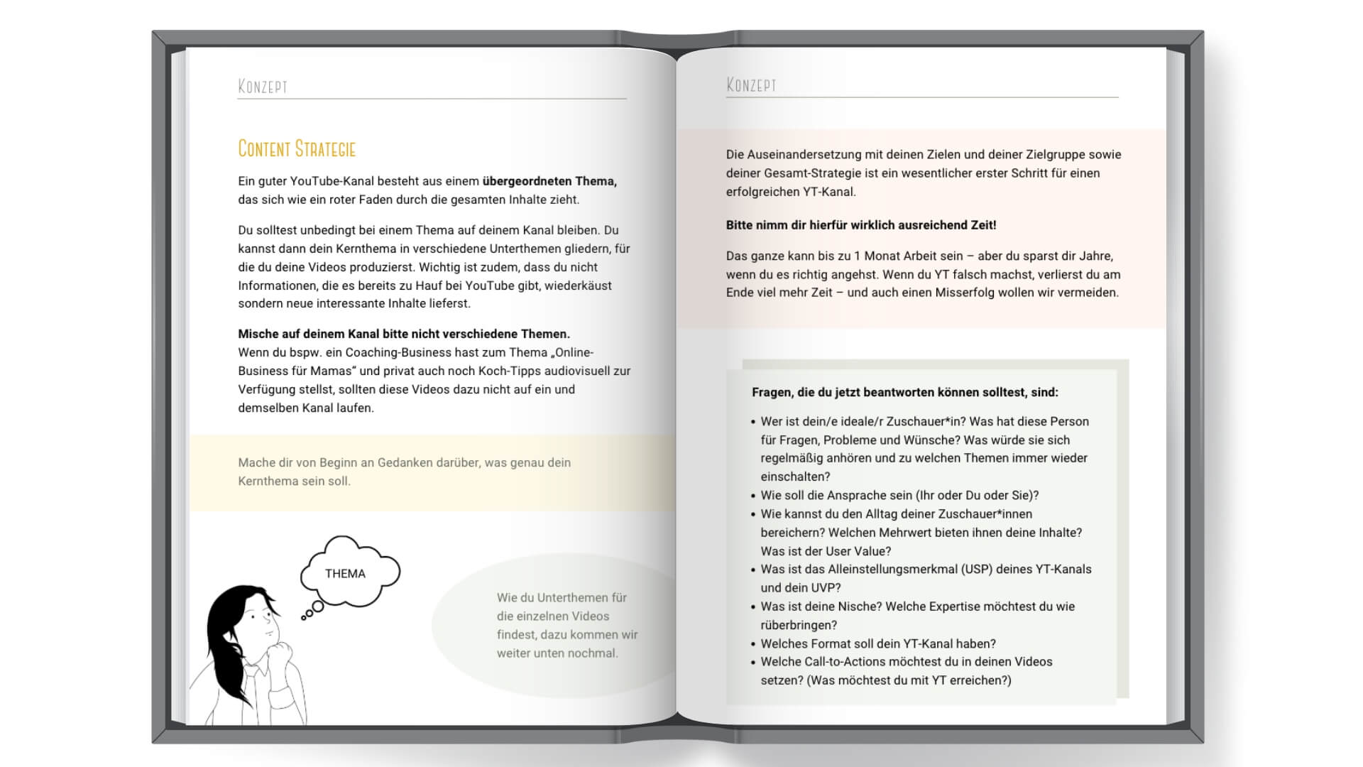 Mock Up youtube starthilfe 2 MockUp: 2 Seiten aus dem Guide zum Thema Konzept