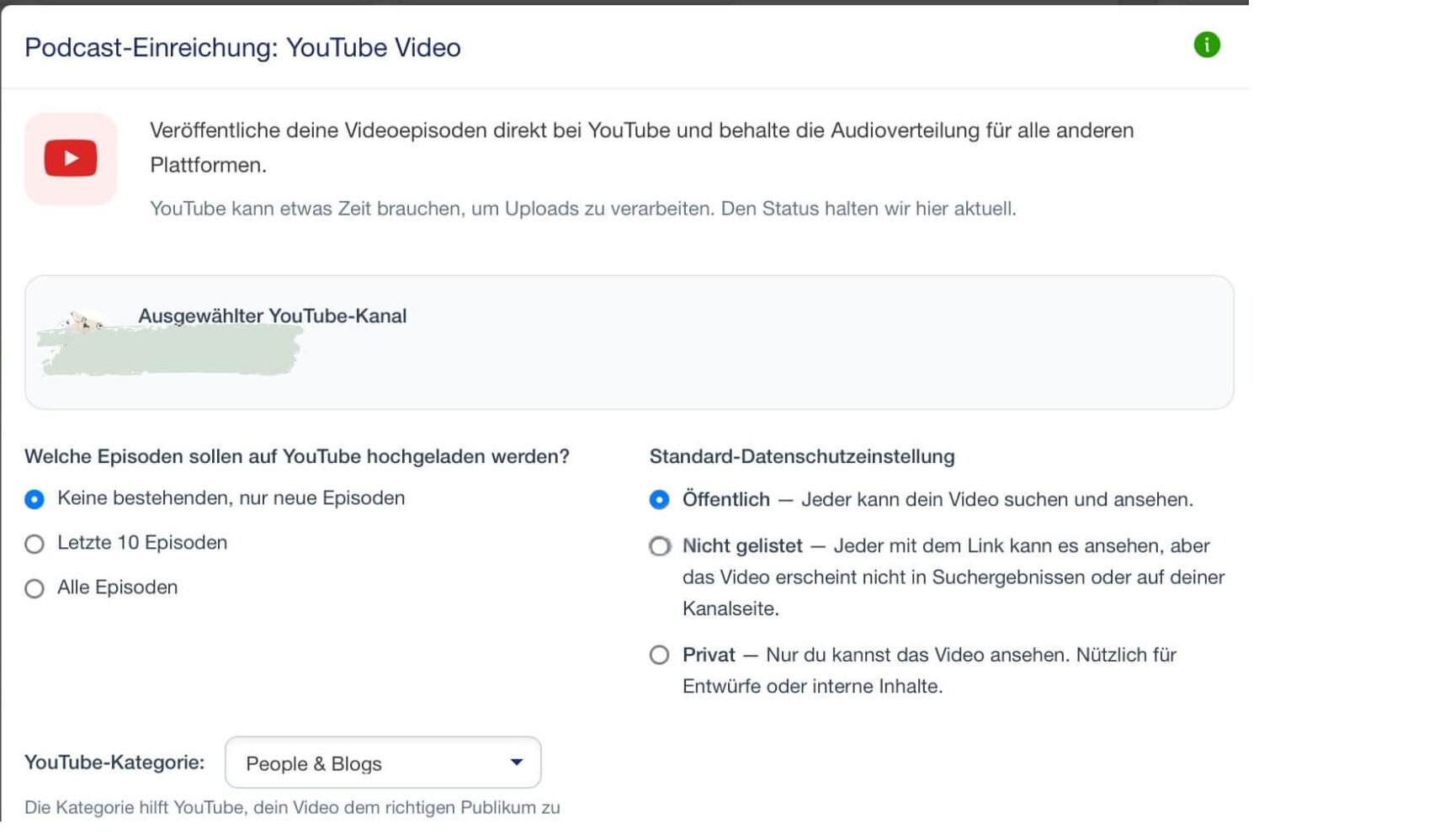 Podcast Einreichung YouTube Video, was du anklicken musst