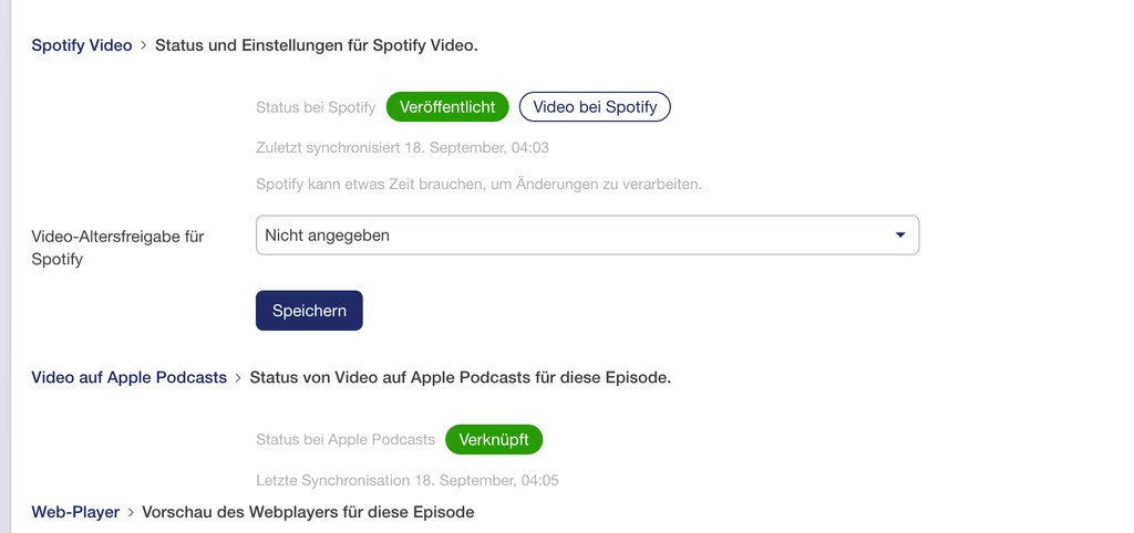Spotify Video Apple Video hochgeladen bei Podigee Media Daten